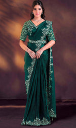 Lovely Green Color Satin Fabric Readymade Saree
