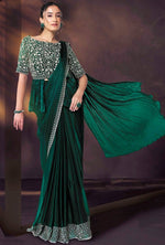 Lovely Green Color Chiffon Fabric Readymade Saree