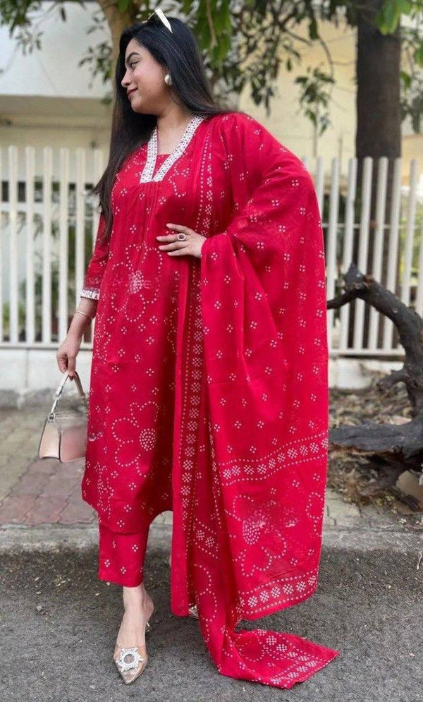 Beautiful Red Color Rayon   Fabric Casual Suit