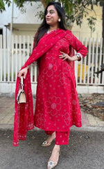 Beautiful Red Color Rayon   Fabric Casual Suit