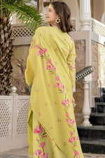 Beautiful Green Color Chanderi  Fabric Casual Suit