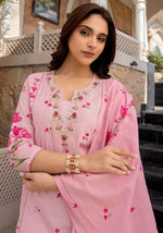 Beautiful Pink Color Chanderi  Fabric Casual Suit