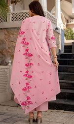 Beautiful Pink Color Chanderi  Fabric Casual Suit