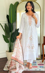 Beautiful White Color Rayon Fabric Casual Suit