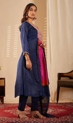 Beautiful Navy Blue Color Chinon Fabric Casual Suit