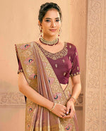 Lovely Wine Color Silk Fabric Partywear Saree