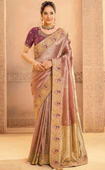 Lovely Wine Color Silk Fabric Partywear Saree