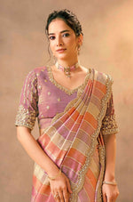 Lovely Pink Color Tissue Fabric Partywear Saree