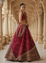 Charming Red Color Silk Fabric Wedding Lehenga