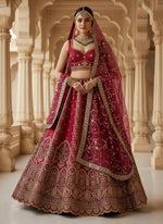 Charming Red Color Silk Fabric Wedding Lehenga