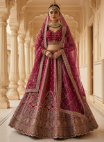 Charming Pink Color Silk Fabric Wedding Lehenga