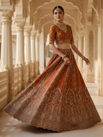 Charming Orange Color Silk Fabric Wedding Lehenga