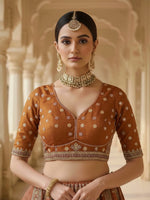 Charming Orange Color Silk Fabric Wedding Lehenga