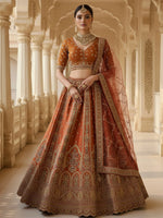 Charming Orange Color Silk Fabric Wedding Lehenga