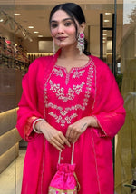 Pretty Pink Color Viscose Fabric Designer Suit