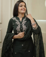 Pretty Green Color Viscose Fabric Designer Suit