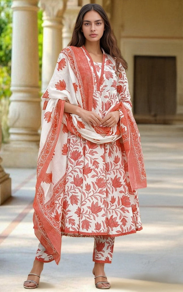 Pretty White Color Viscose Fabric Designer Suit