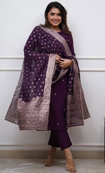 Pretty Wine Color Viscose Fabric Designer Suit