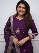 Pretty Wine Color Viscose Fabric Designer Suit