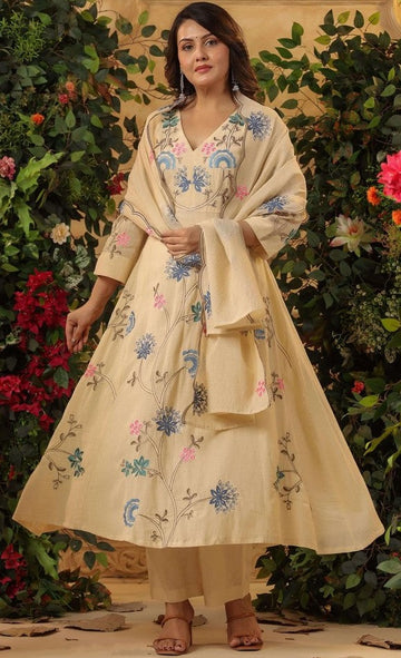 Pretty Yellow Color Viscose Fabric Designer Suit