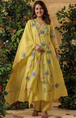 Pretty Yellow Color Viscose Fabric Designer Suit
