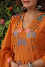 Pretty Orange Color Viscose Fabric Designer Suit
