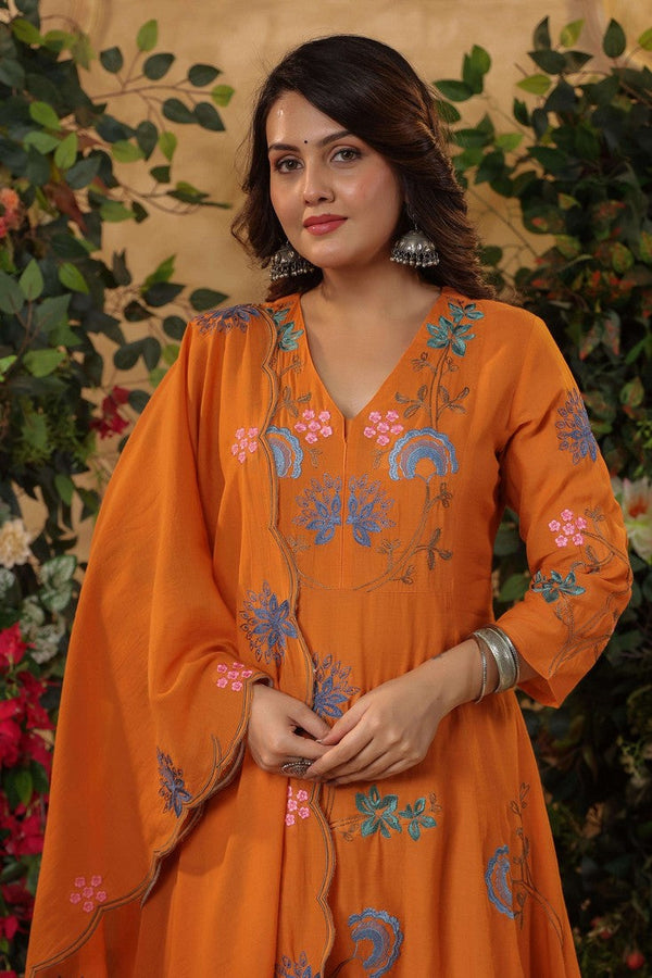 Pretty Orange Color Viscose Fabric Designer Suit