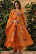 Pretty Orange Color Viscose Fabric Designer Suit