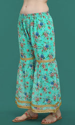 Dazzling Turquoise Color Georgette Fabric Sharara Suit