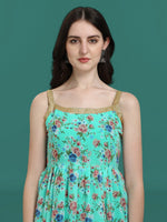 Dazzling Turquoise Color Georgette Fabric Sharara Suit