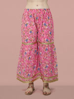 Dazzling Pink Color Georgette Fabric Sharara Suit