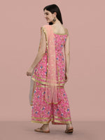 Dazzling Pink Color Georgette Fabric Sharara Suit