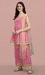 Dazzling Pink Color Georgette Fabric Sharara Suit