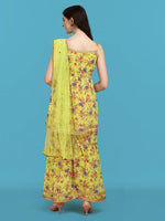 Dazzling Yellow Color Georgette Fabric Sharara Suit