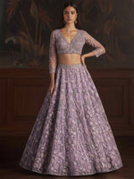 Dazzling Purple Color Net Fabric Wedding Lehenga