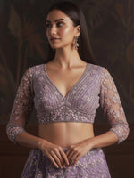 Dazzling Purple Color Net Fabric Wedding Lehenga
