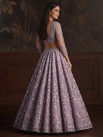Dazzling Purple Color Net Fabric Wedding Lehenga