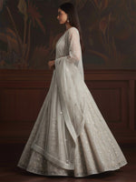 Dazzling White Color Net Fabric Wedding Lehenga