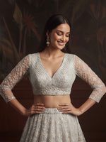 Dazzling White Color Net Fabric Wedding Lehenga