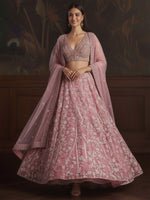 Dazzling Pink Color Net Fabric Wedding Lehenga