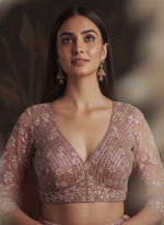 Dazzling Pink Color Net Fabric Wedding Lehenga