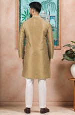 Grand Beige Color Art Silk Fabric Kurta Pajama