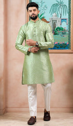 Grand Green Color Art Silk Fabric Kurta Pajama