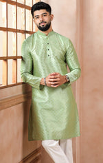 Grand Green Color Art Silk Fabric Kurta Pajama