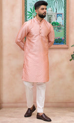 Grand Pink Color Art Silk Fabric Kurta Pajama