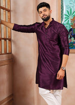 Grand Wine Color Art Silk Fabric Kurta Pajama