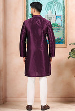 Grand Wine Color Art Silk Fabric Kurta Pajama