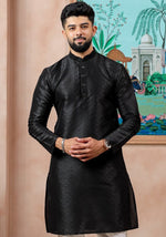 Grand Black Color Art Silk Fabric Kurta Pajama