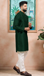 Grand Green Color Art Silk Fabric Kurta Pajama