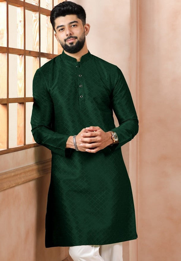 Grand Green Color Art Silk Fabric Kurta Pajama